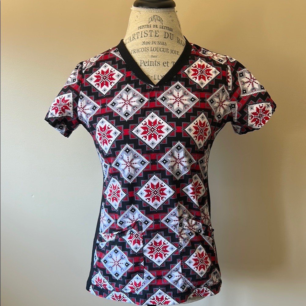 White Cross Scrub Top